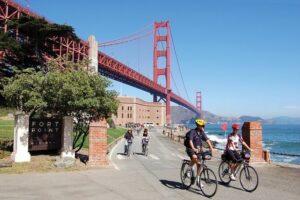 Golden Gate Bridge Guided Bicycle Tour with Lunch at Local Hotspot - Fort Mason, the Marina, and the Palace of Fine Arts: the city’s story, bike-speed