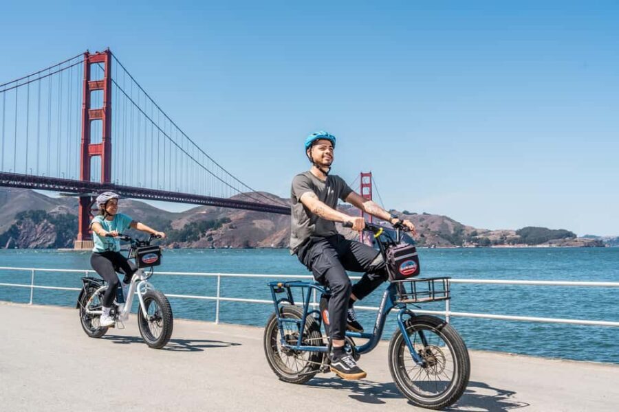 San Francisco: Electric Bike Rental with Ferry Option - Entering San Francisco on a pedal-assist bike