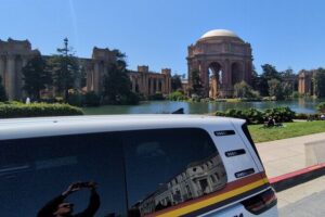 San Francisco Private City Tour in New EV Volkswagen Van - Getting Oriented: Shopping & Hotels, Then the Ferry Terminal