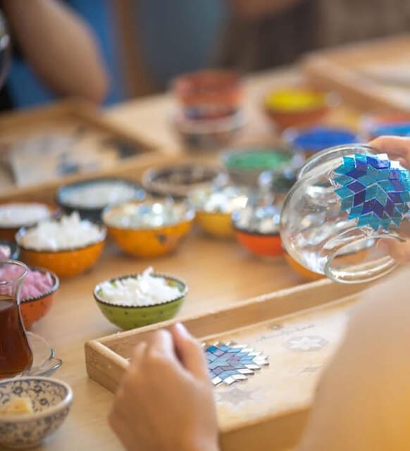 San Francisco: Turkish Mosaic Lamp Workshop - Snacks, Turkish coffee, and the small comforts that make crafting easier