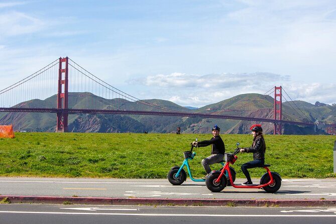 Wharf to Golden Gate Bridge - GoRide Electric Scooter Rentals - Scooter choice guide: fat tire solo vs E-trike for families